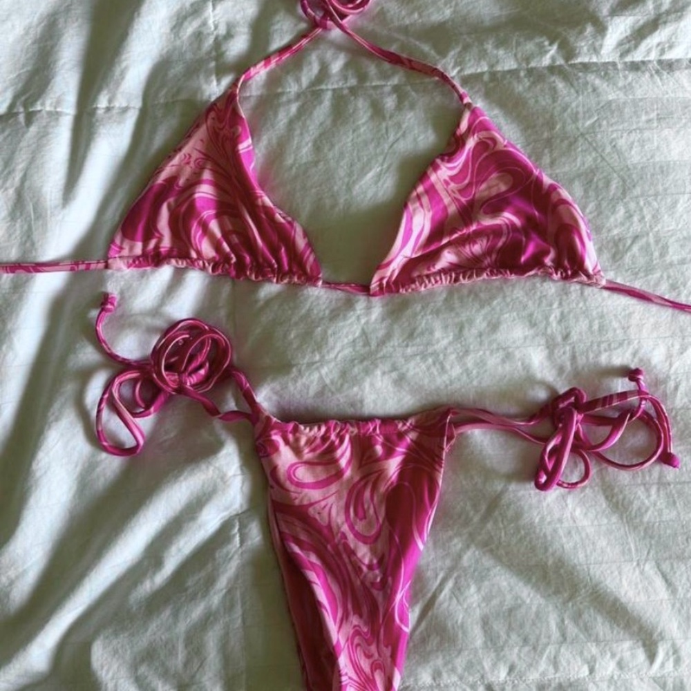 Frankie's Bikinis Pink String Bikini Swimwear